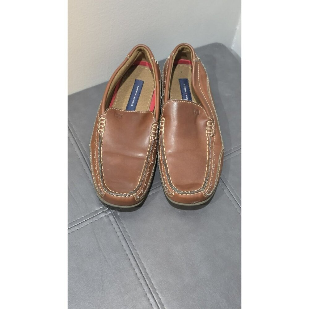 TOMMY HILFIGER LOAFERS Driver Shoes Cognac Mens Size 7.5 Preppy Casual Y2K